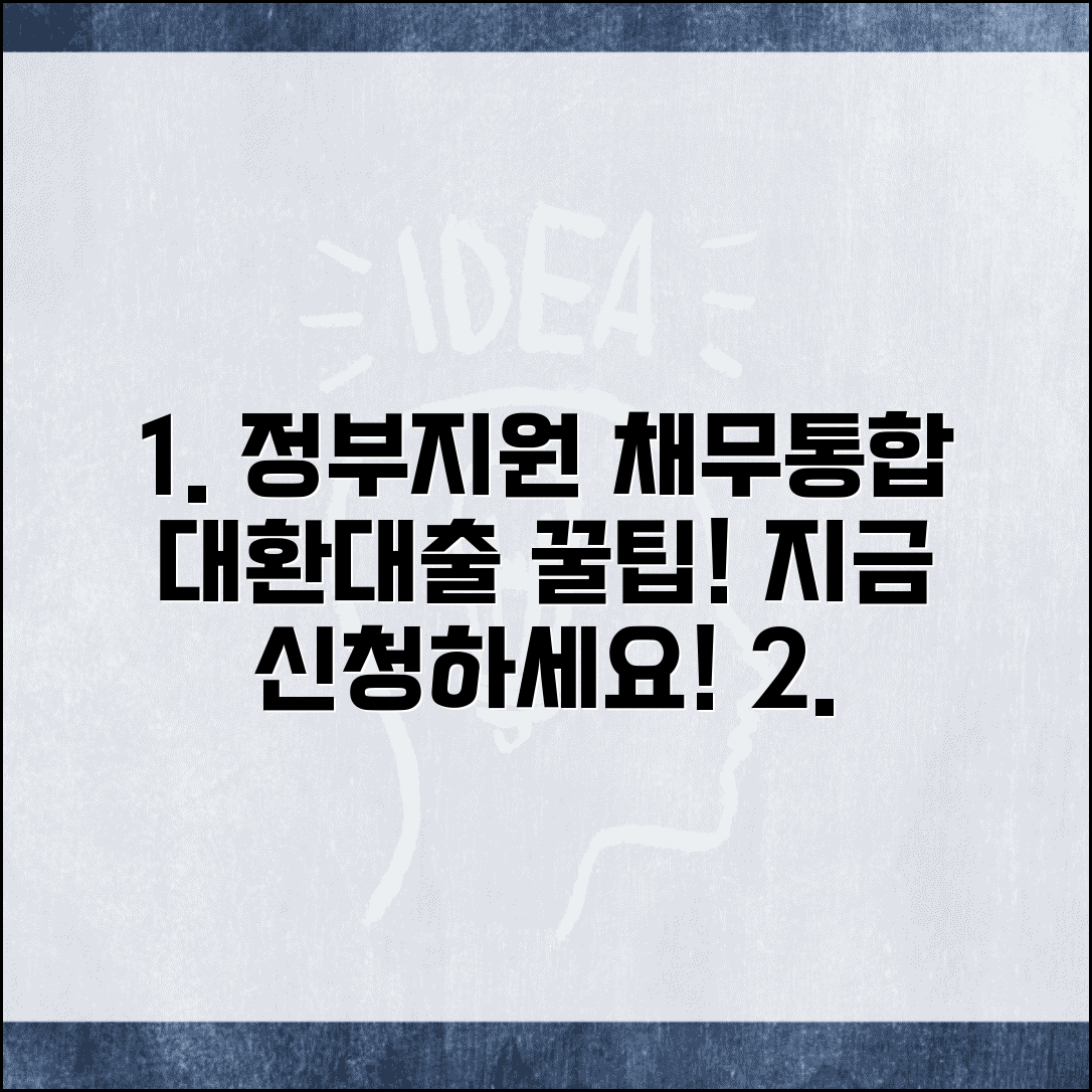 정부지원 채무통합 대환대출 | 지원조건 | 혜택 | 신청방법 | 필요서류 | 문의처 | 성공사례
