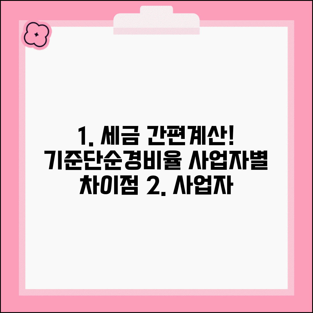 기준경비율 단순경비율 차이점 | 사업자 유형별 세금 계산법